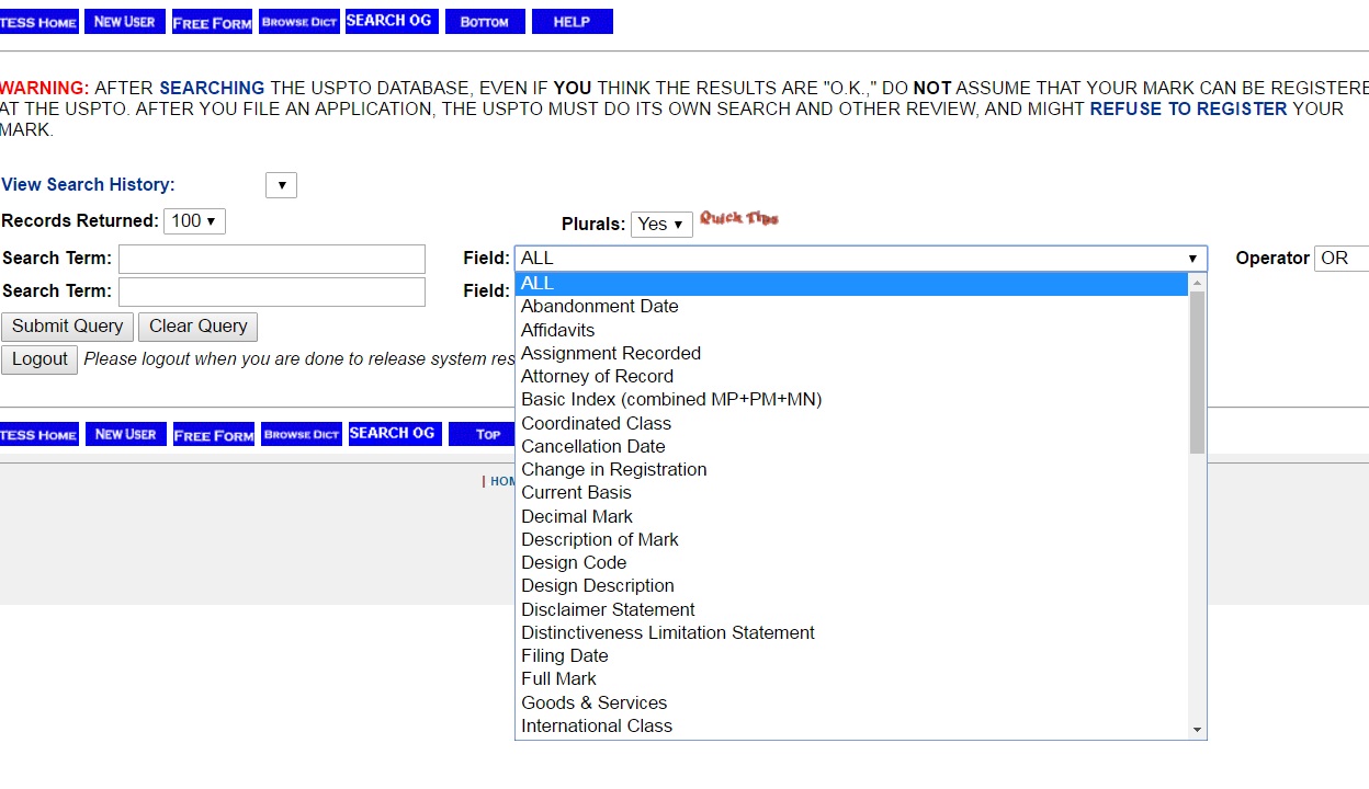 assignment uspto database