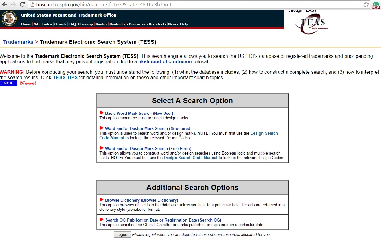 trademark search website