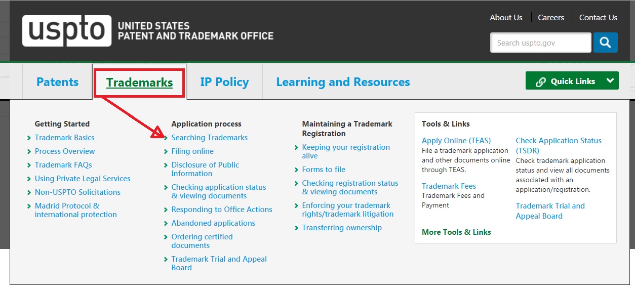 Trademark on sale registration check