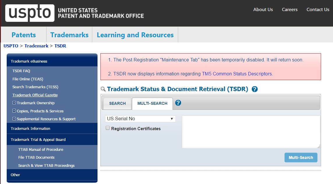 Trademark office clearance search