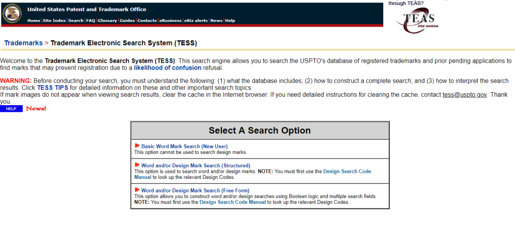 Figure 1- TESS Homepage