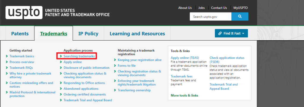 uspto assignment search trademark